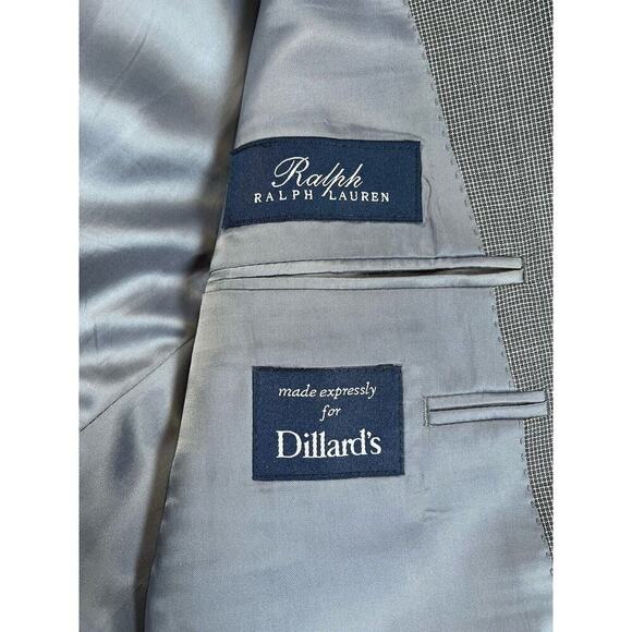 Polo Ralph Lauren Blazer Jacket Mens 44R Gray Wool Silk Two Button - Flaw - Picture 3 of 10